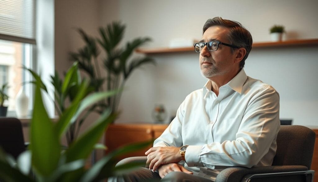 Човек на НЛП сесия, показващ трансформация и отключване на потенциала